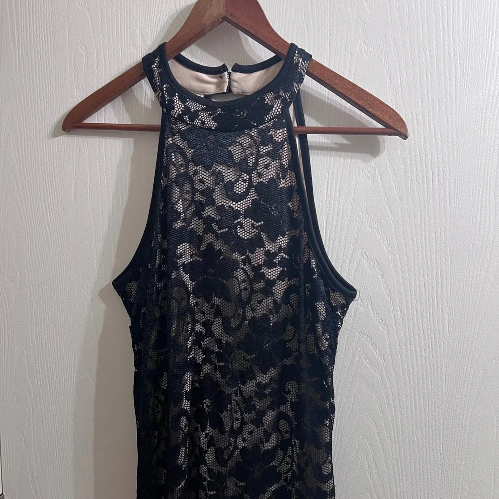 Emerald Sundae Womens‎ XL Black Lace Halter Neck Keyhole Back Maxi Dress Gown
